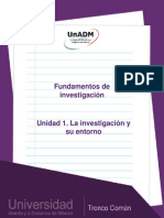Unidad 1. La Investigación y Su Entorno FUNDAMENTOS DE INVESTIGACIÓN PDF