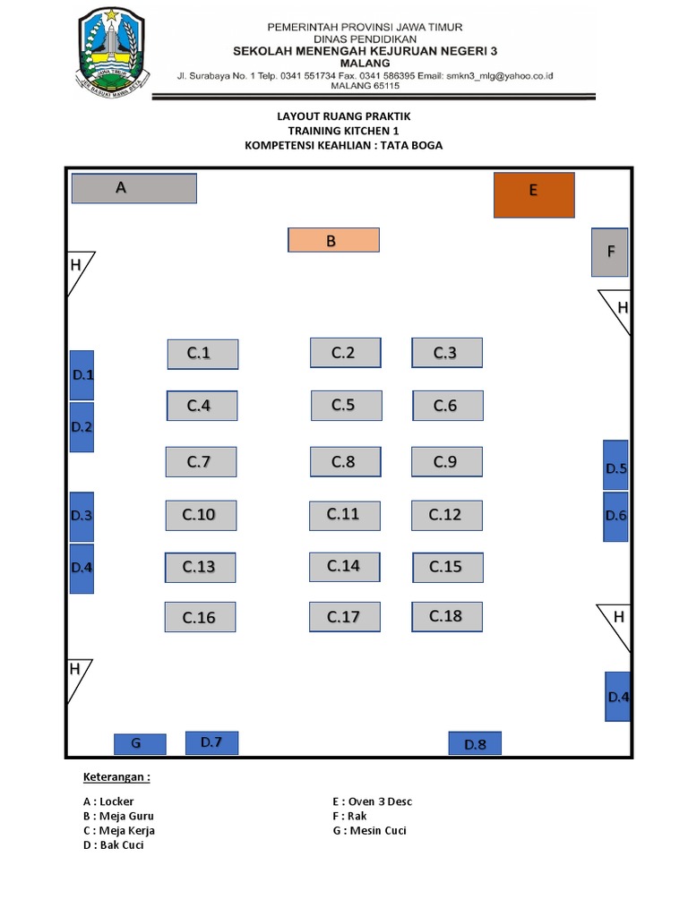 Layout Ruang Praktik SMK Tata Boga | PDF | Dapur | Beranda