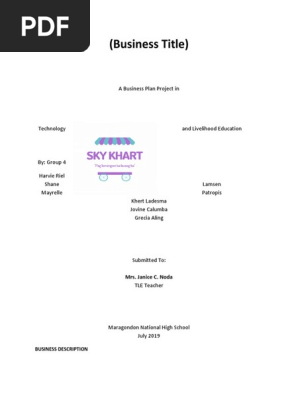 Business Plan Format for ICT 9 