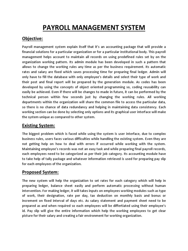 Payroll Management System Overview | PDF | Payroll | Employment