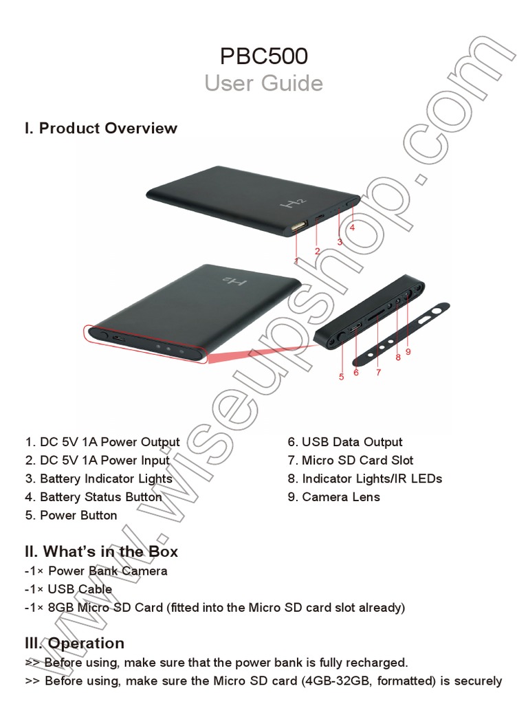 H2 Power Bank Manual PDF Battery Charger Camera
