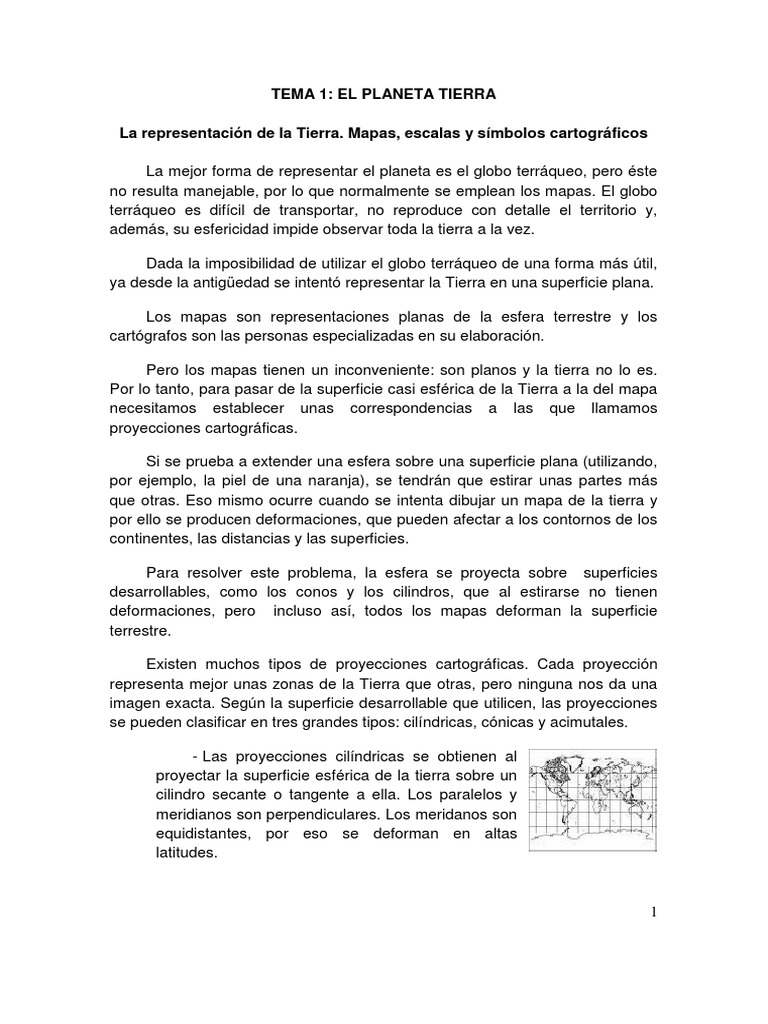 Tema 1 La Representacion De La Tierra Pdf Mapa Hora