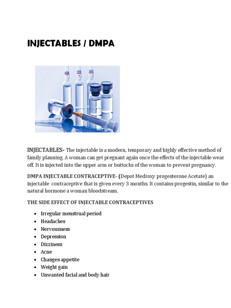 DMPA Injectable Contraceptive Guide | PDF