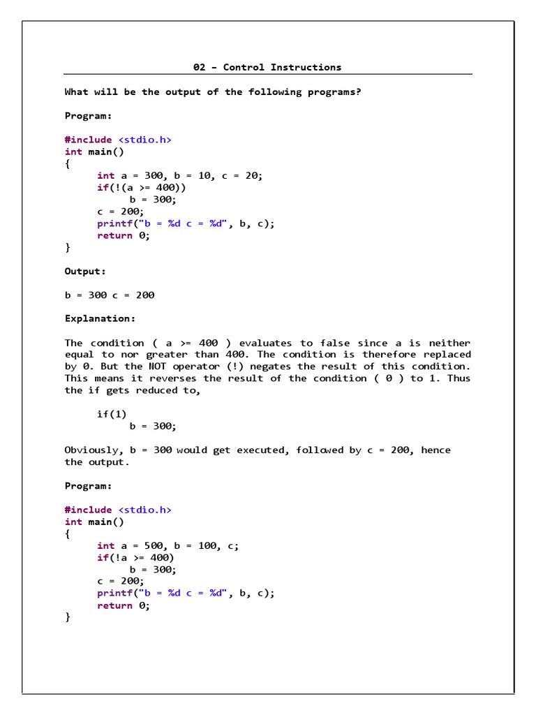 02 - Control Instructions - Exploring C | PDF | Control Flow | Truth