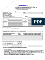 Return Material Authorization (RMA) Form