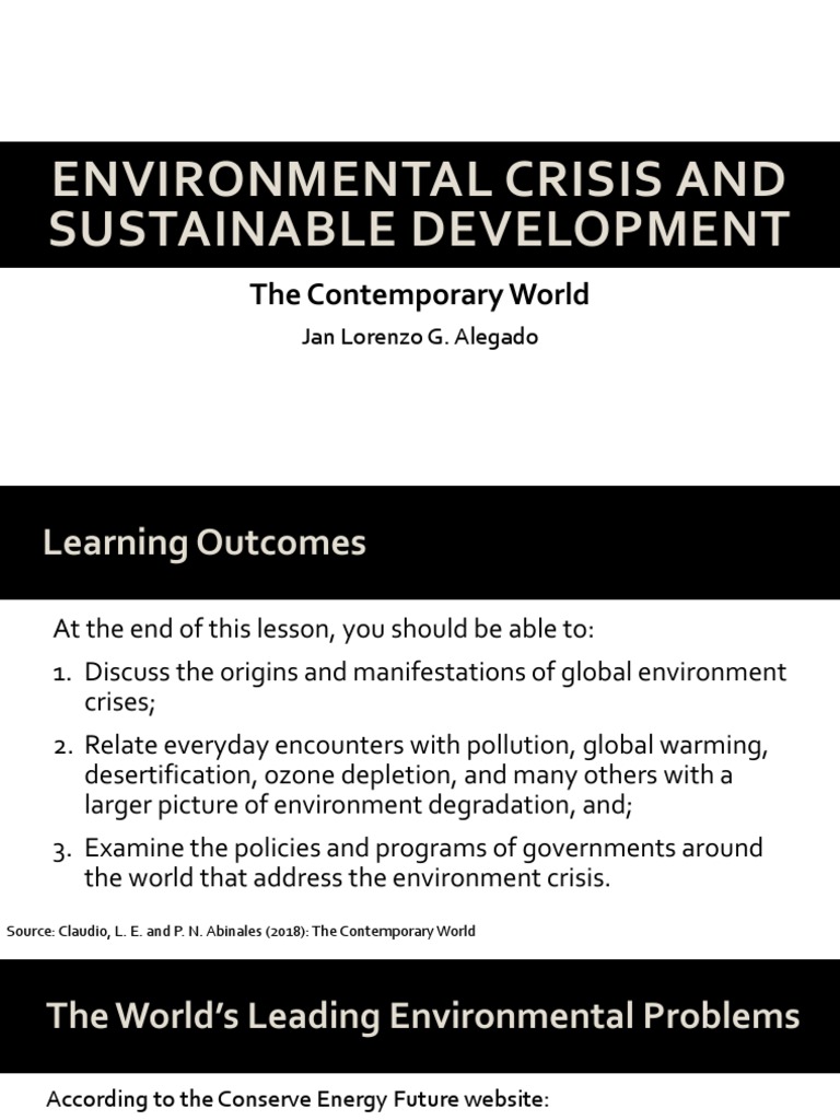 11 Environmental Crisis And Sustainable Development Pdf Air