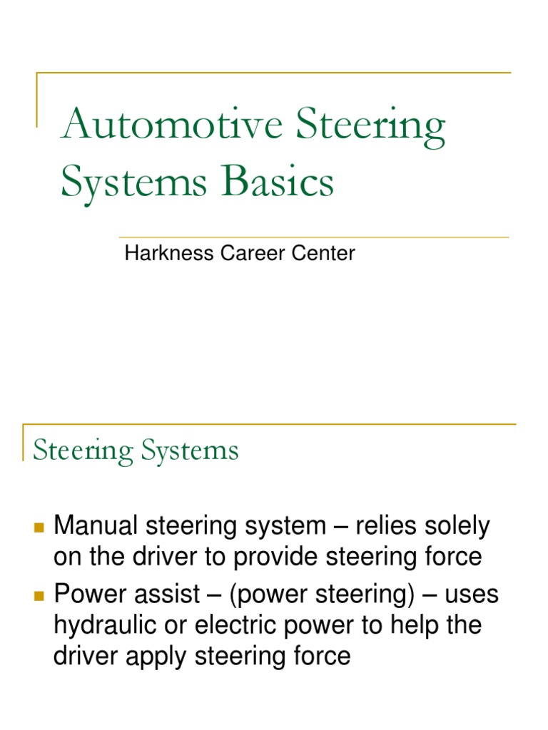 Overview of Automotive Steering Systems | PDF | Steering | Gear
