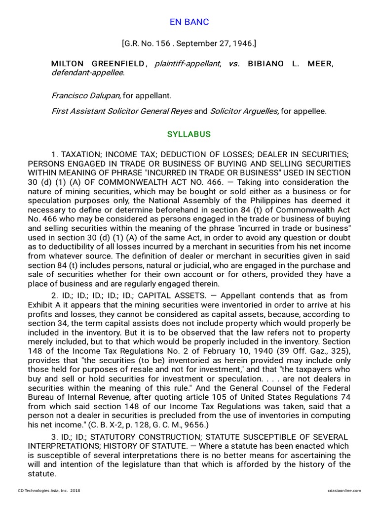 Greenfield v. Meer PDF Tax Deduction Taxes