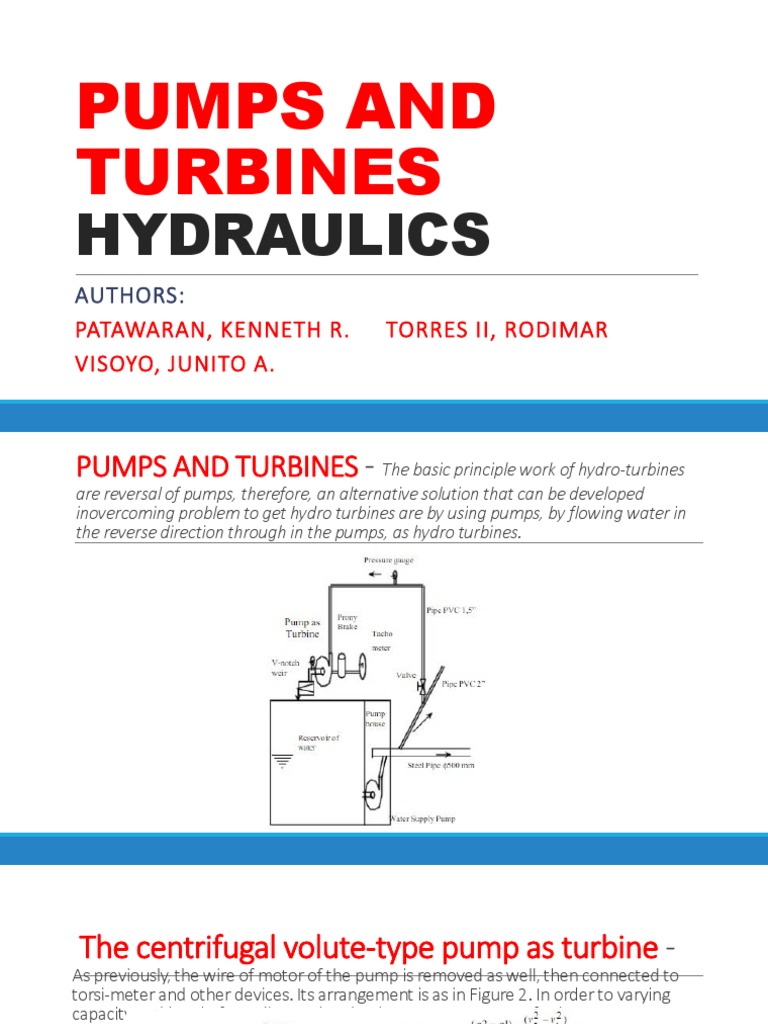 Pumps and Turbines PDF Turbine Pump