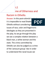 Question 1 The Theme of Otherness and Racism in Othello.: Answer