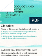 Methodology and Design For Qualitative Research