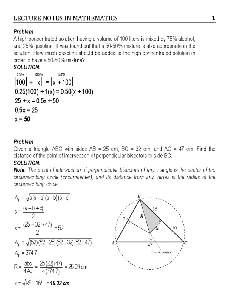 Triangle ABC: Circumcenter Calculation | PDF | Space | Elementary ...