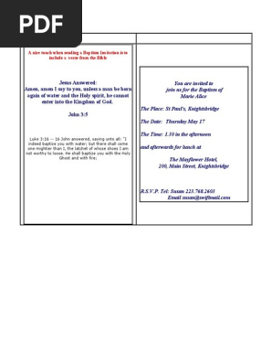 Sample Baptism Invitation Quote