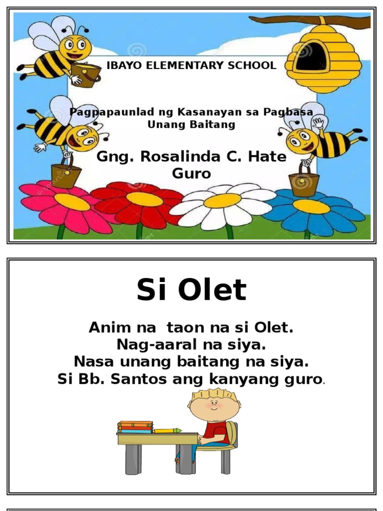 pagpapaunlad ng kasanayan sa pagbasa grade 1