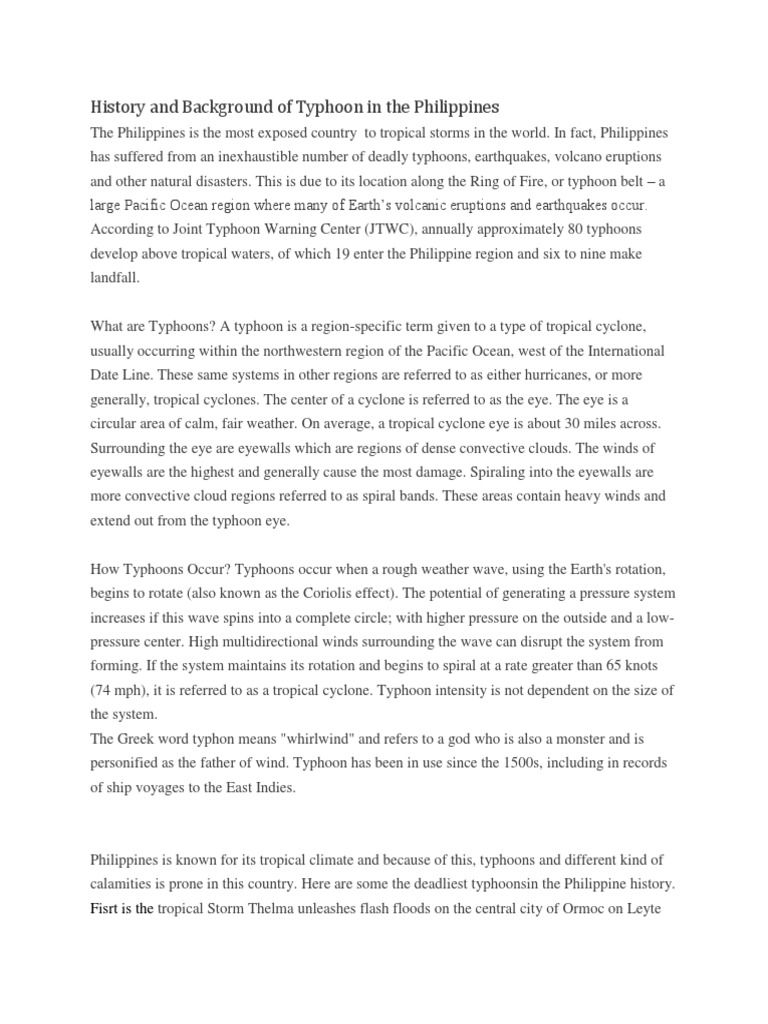 Typhoon History in the Philippines | PDF | Eye (Cyclone) | Tropical ...