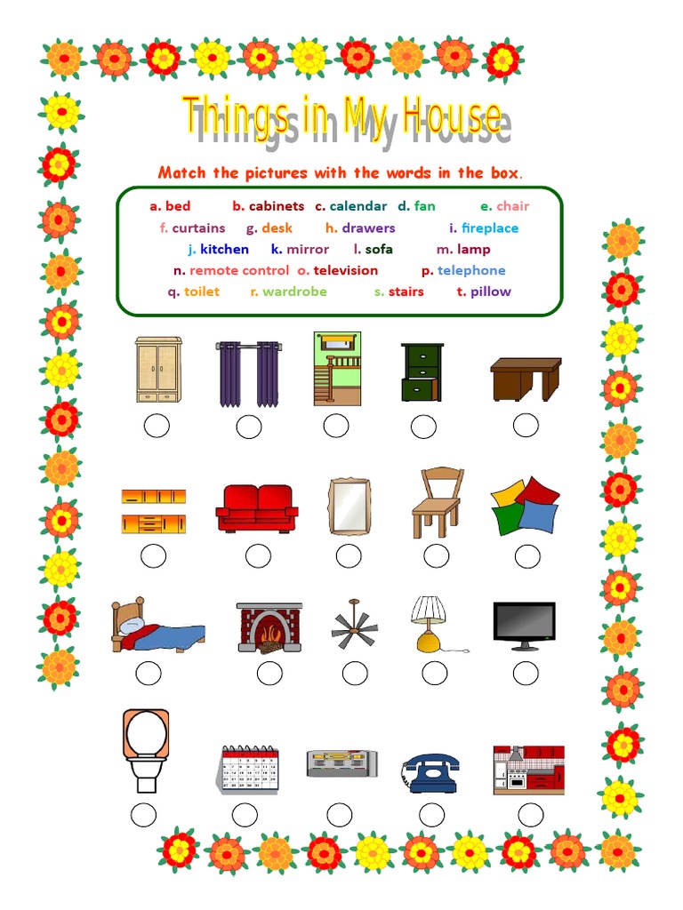 Match The Words In The Box With The Pictures