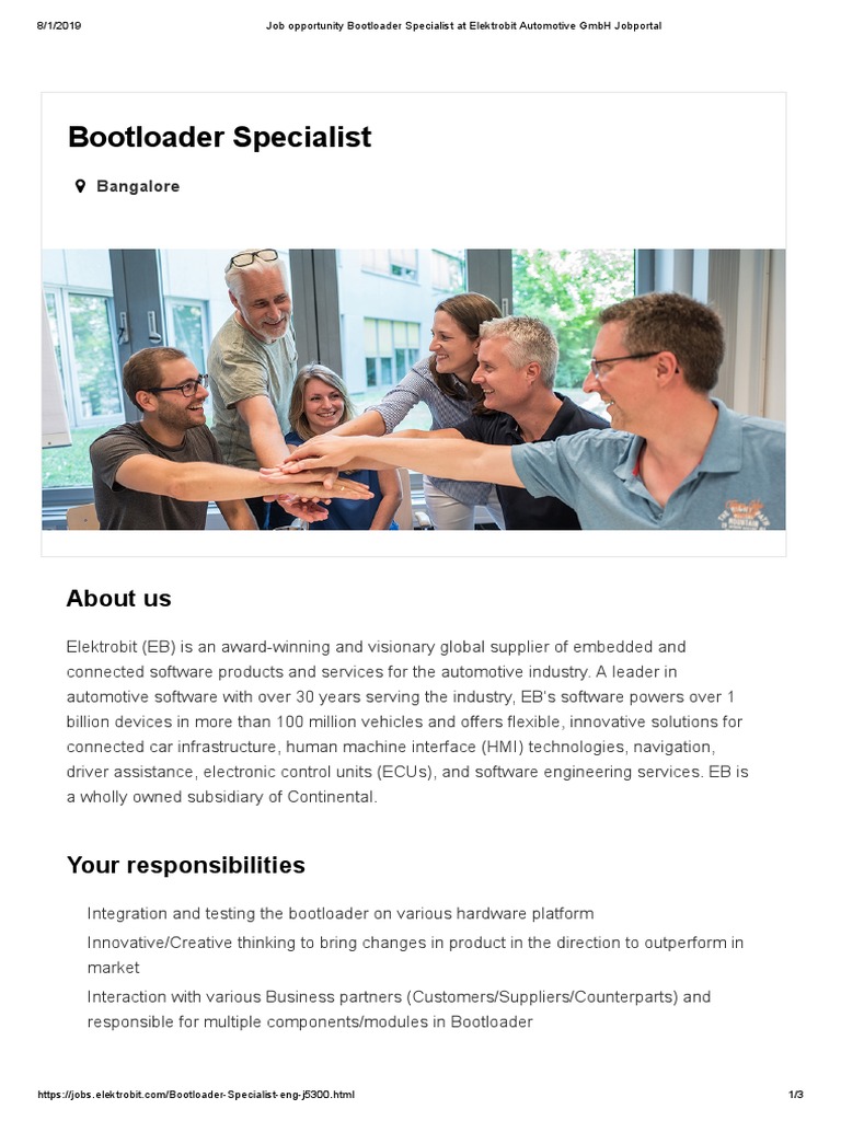 Job Opportunity Bootloader Specialist at Elektrobit Automotive GMBH ...
