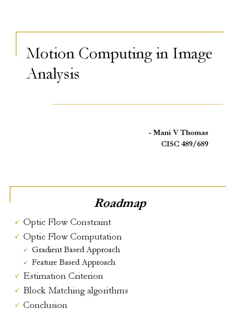 Motion Computing in Image Analysis: - Mani V Thomas CISC 489/689 | PDF ...
