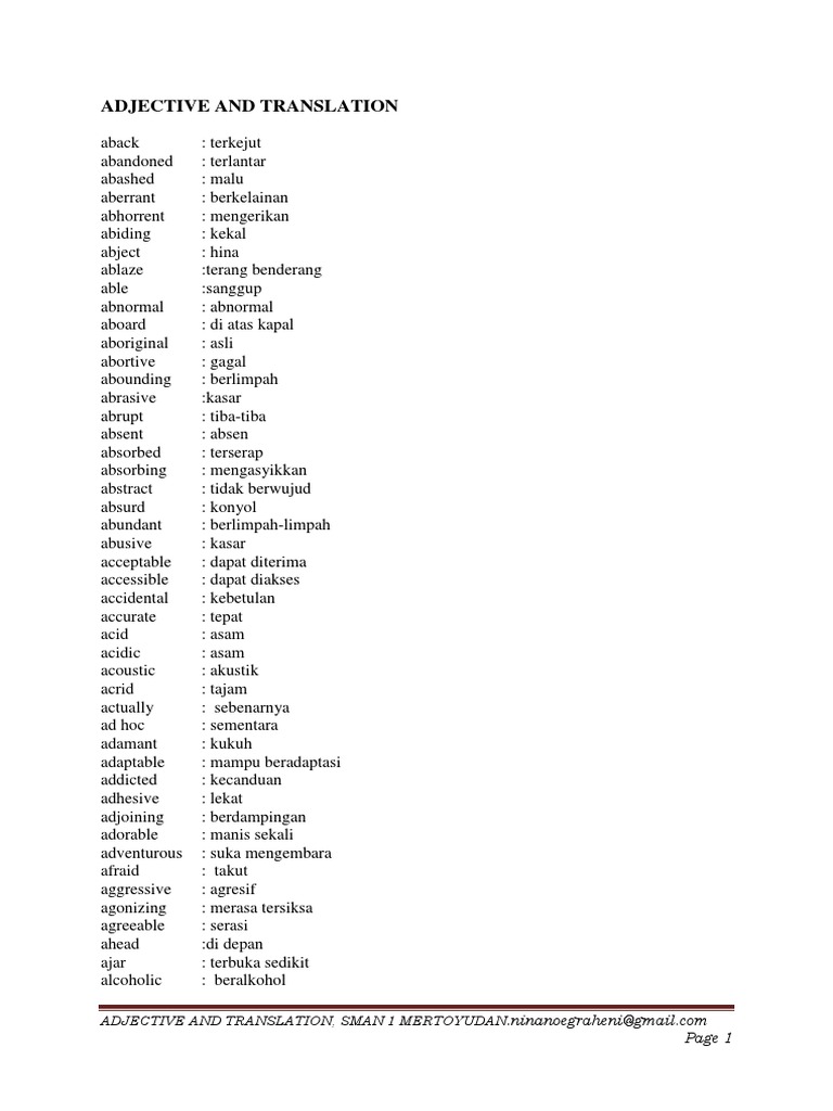 Adjective Translations Guide | PDF | Poetry