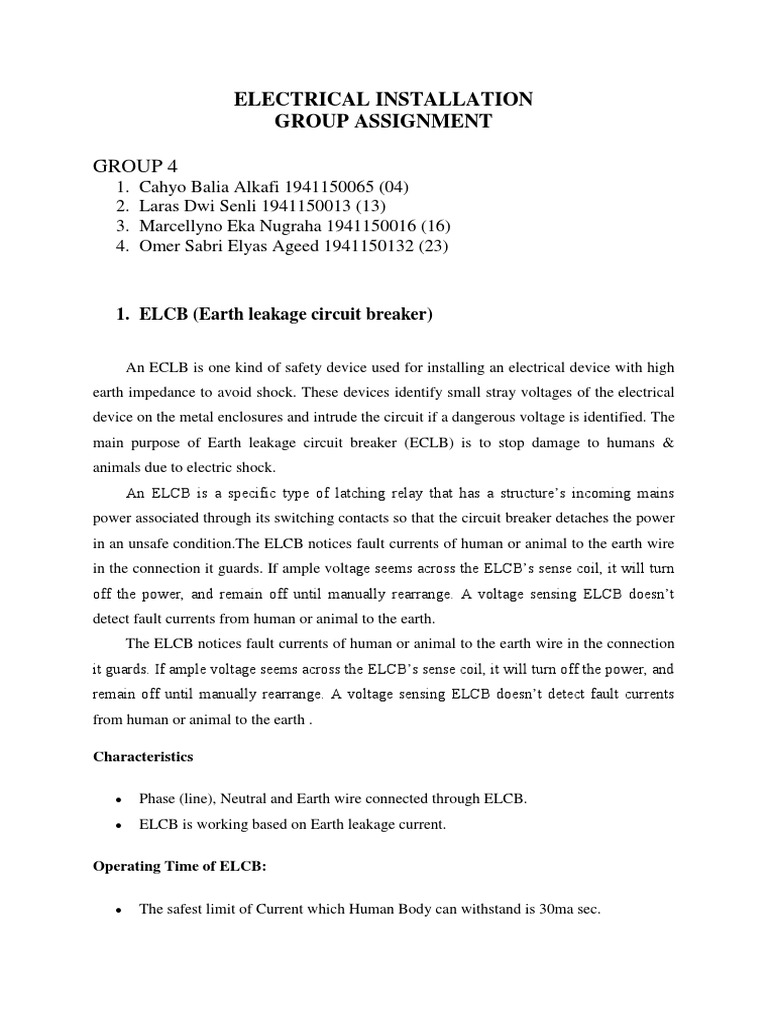 Group 4: Electrical Installation Group Assignment | PDF | Electrical ...