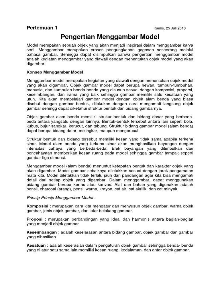 Pertemuan 1 Senbud Kelas 8 Pdf