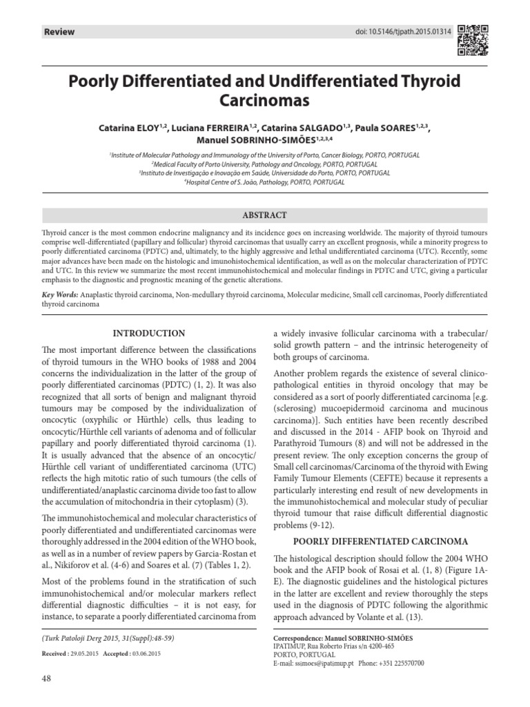 Poorly Differentiated and Undifferentiated Thyroid Carcinomas | PDF ...