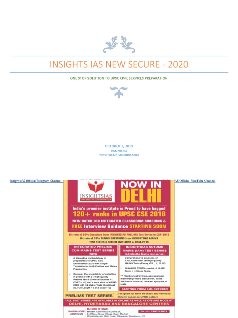 INSIGHTS IAS New Secure 2020 Timetable | PDF | Governance ...