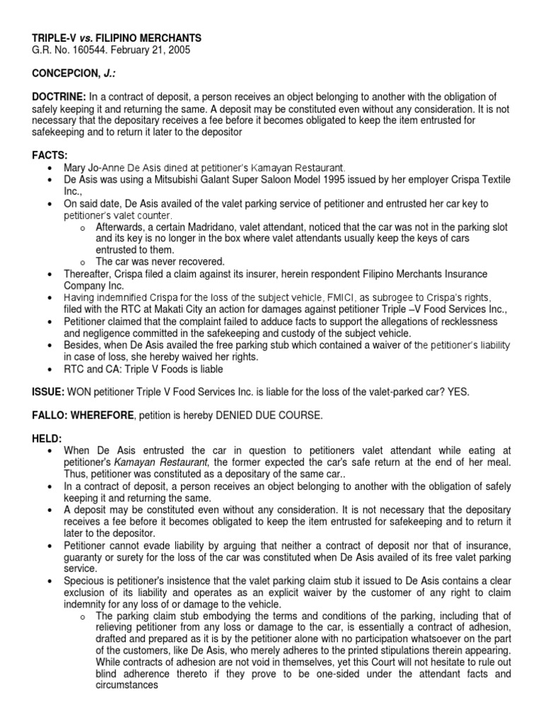 Triple V V Filipino Merchants PDF Guarantee Legal Concepts