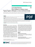 Stunting and Associated Factors Among Under-Five Children in Wukro Town, Tigray Region, Ethiopia: A Cross Sectional Study