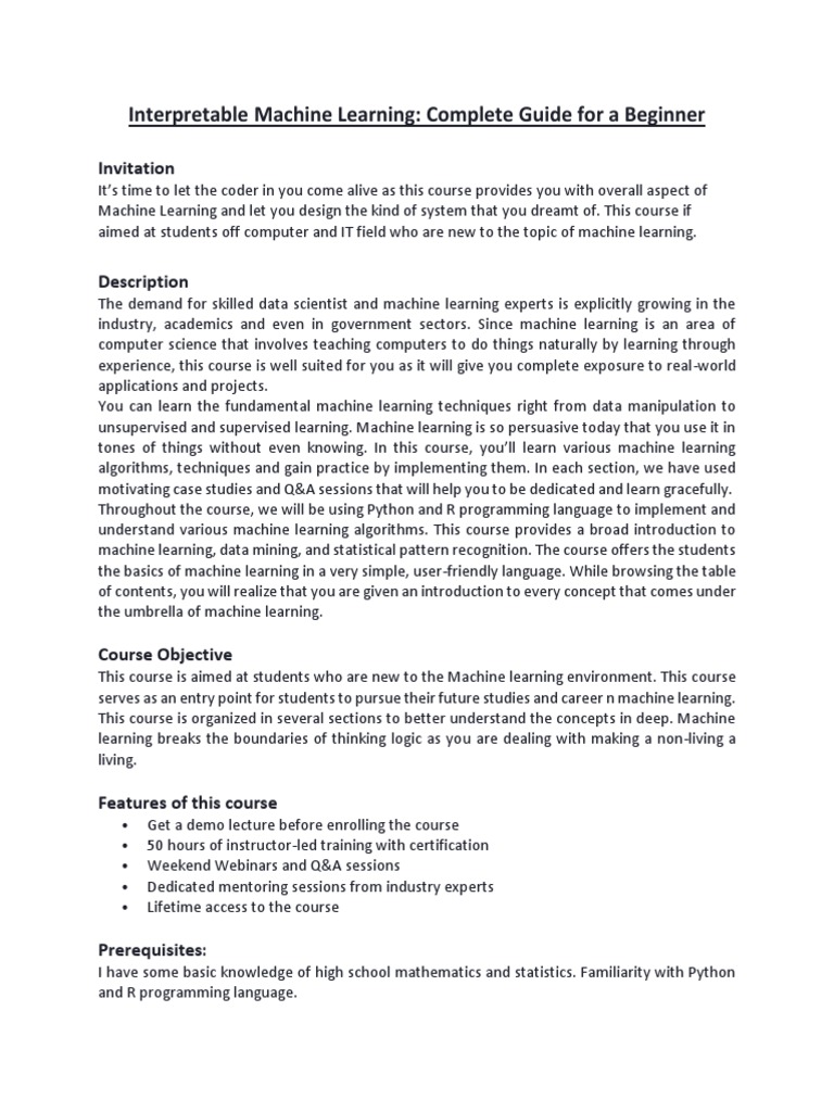 Interpretable Machine Learning | PDF | Machine Learning | Regression ...