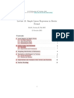 Simple Linear Regression Using Matrices