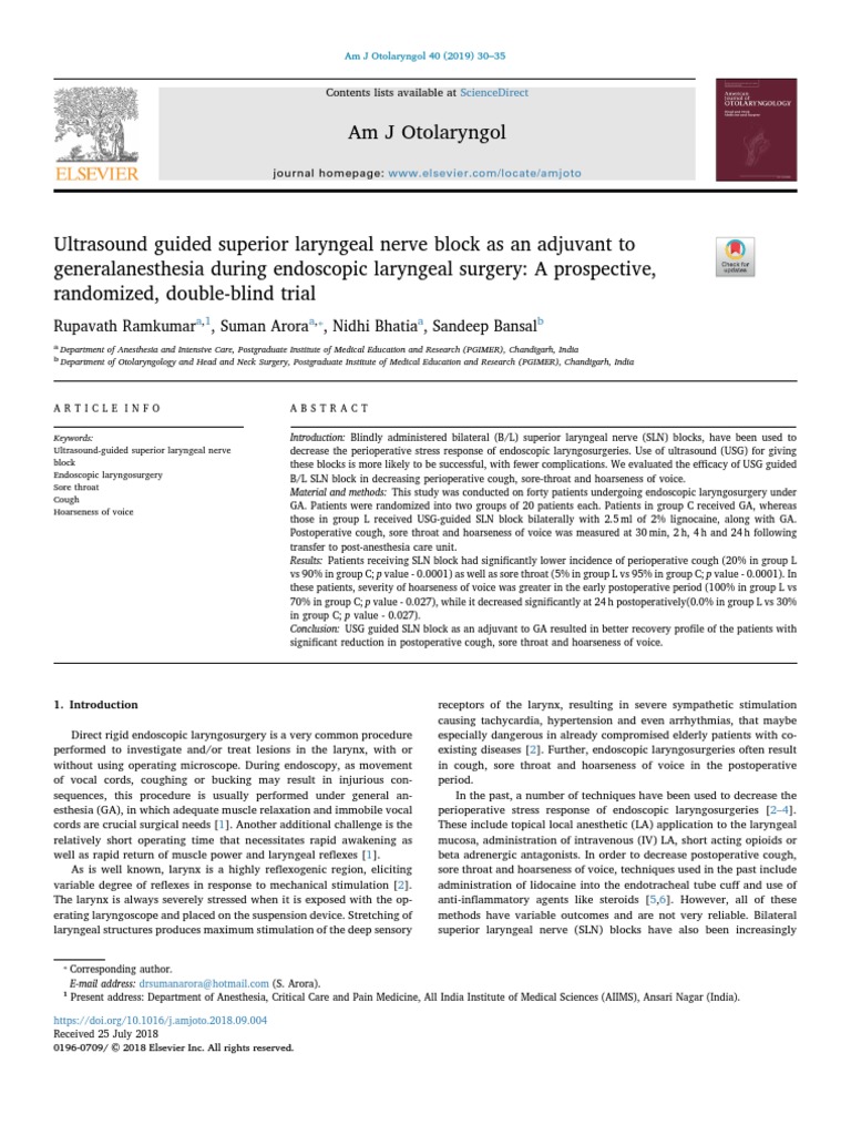 Ultrasound Guided Superior Laryngeal Nerve Block As An Adju 2019 ...