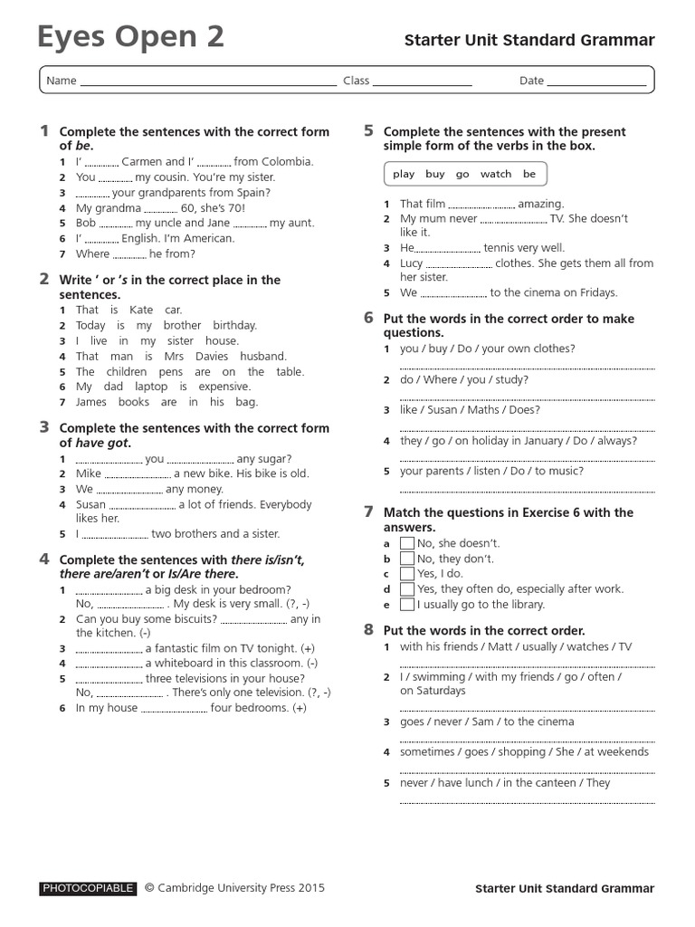 Starter Unit - Grammar Standard | PDF | Linguistic Morphology ...