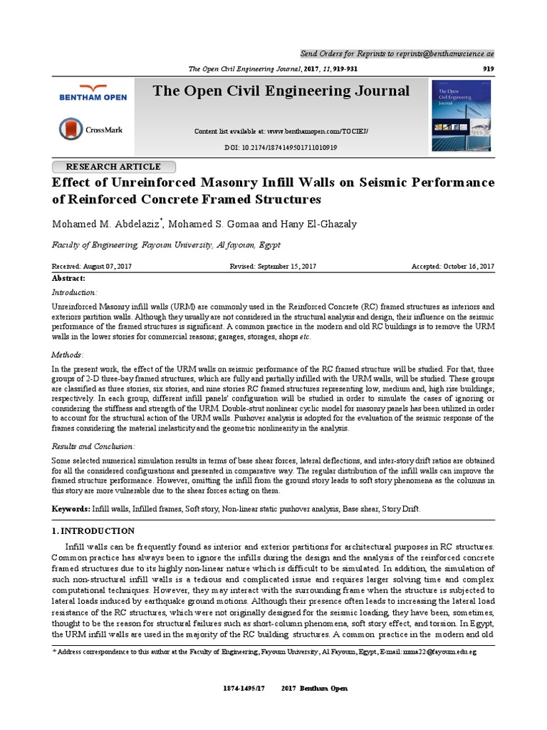 Abdelaziz Effect of Unreinforced Masonry Infill Walls Seismic ...