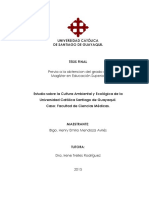 Universidad Católica de Santiago de Guayaquil: Previa A La Obtencion Del Grado de Magíster en Educación Superior