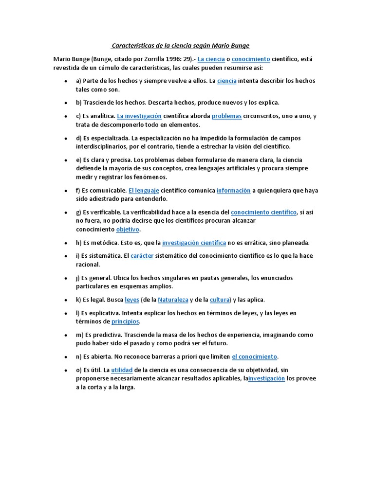 Características de la ciencia según Mario Bunge