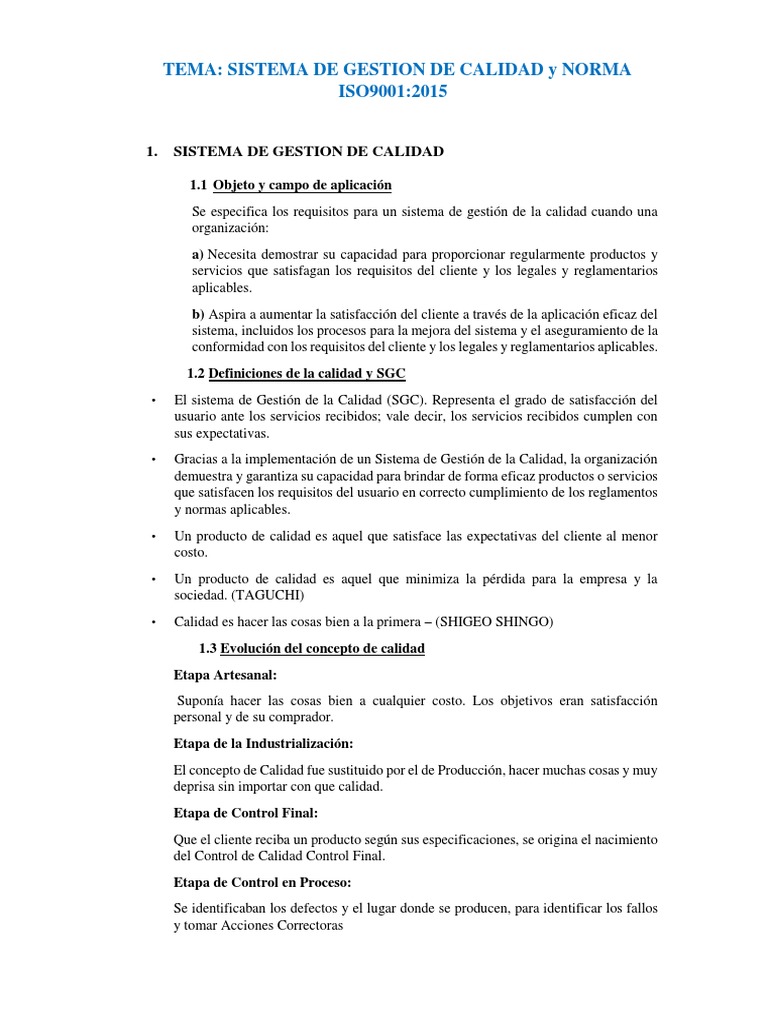Sistema de Gestión de Calidad ISO 9001 | PDF | Gestión de la calidad ...