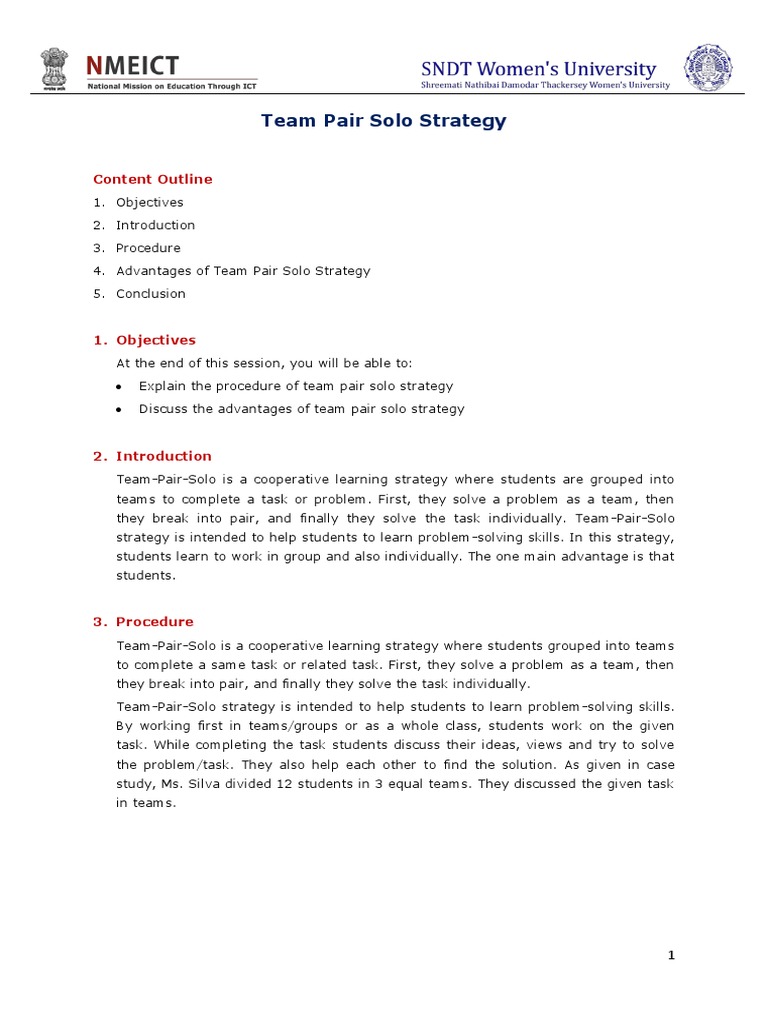 Team Pair Solo | PDF | Neuropsychological Assessment | Change