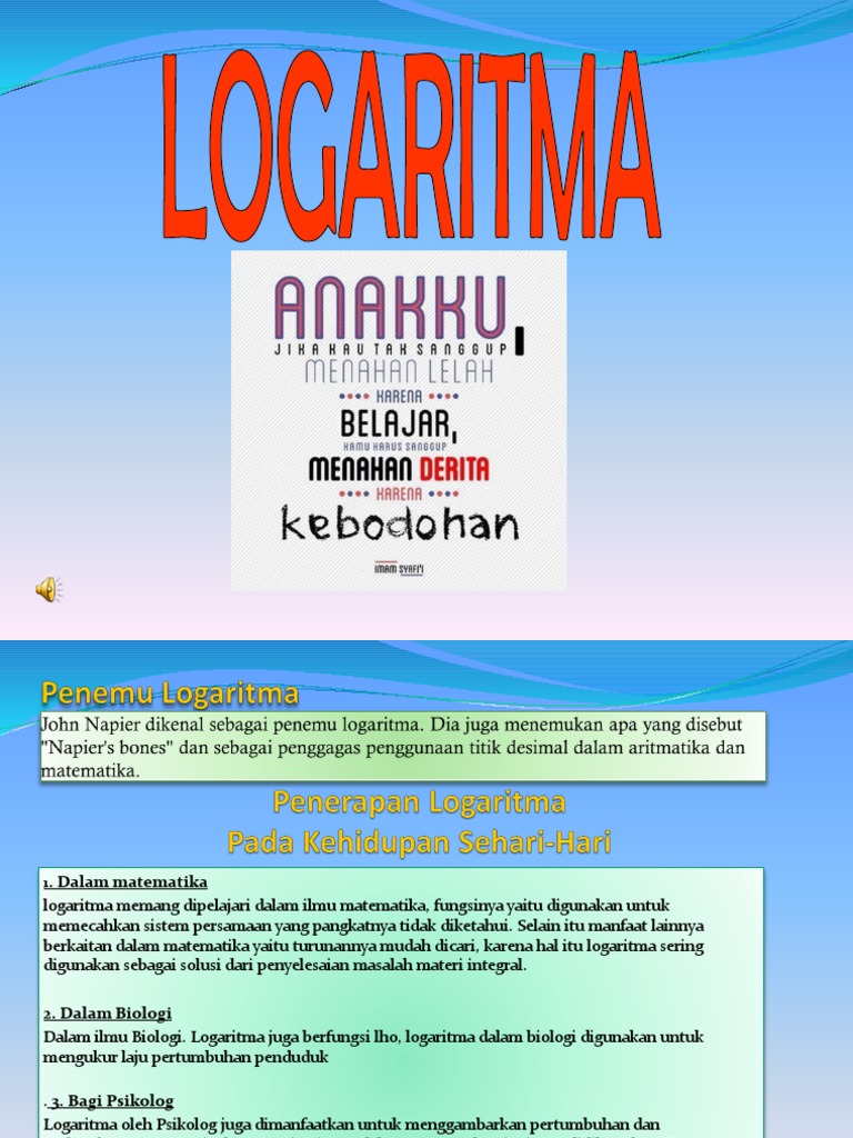 Dasar Dan Sifat Logaritma