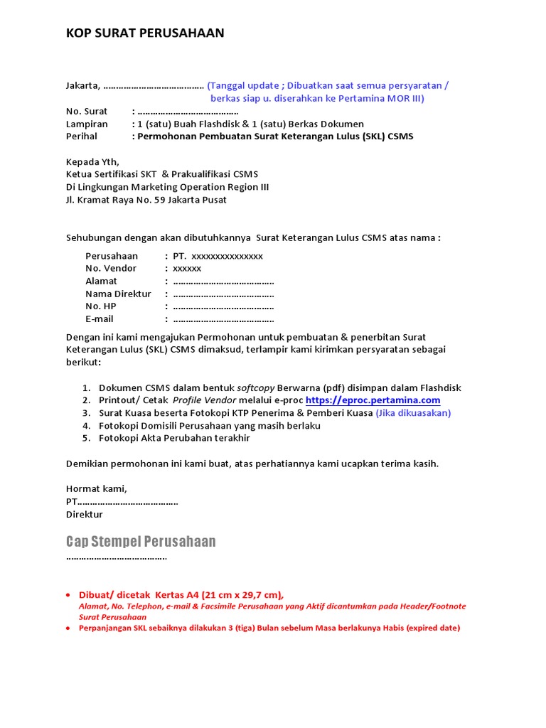 Surat Pengajuan Vendor Kumpulan Informasi