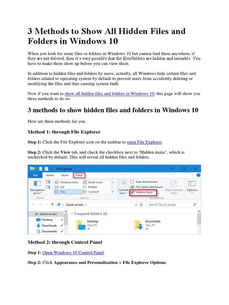 3 Methods To Show All Hidden Files and Folders in Windows 10 PDF
