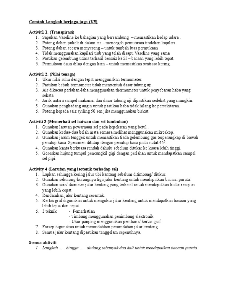 Precaution Steps Biologi Pdf