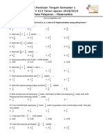 Matematika Soal Penilaian Tengah Semester 1 Kelas V K13