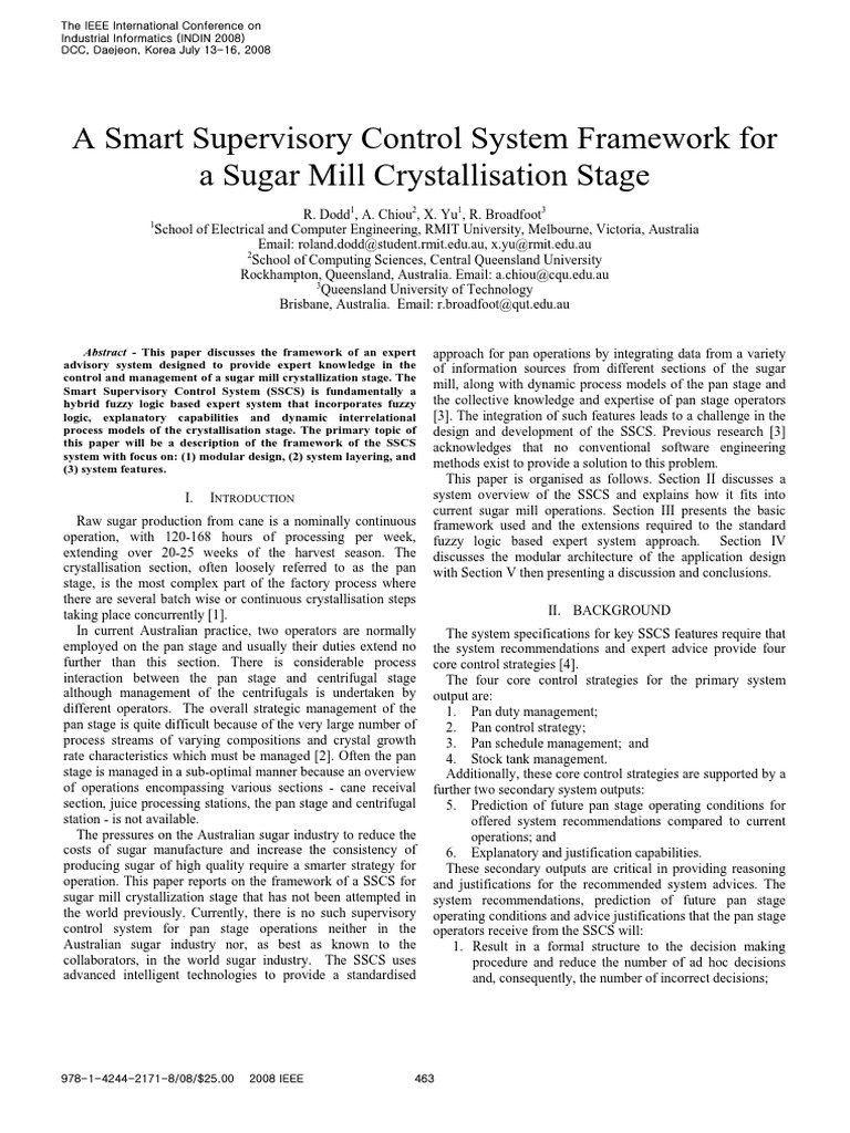Smart Control System for Sugar Crystallization | PDF | System | Control ...