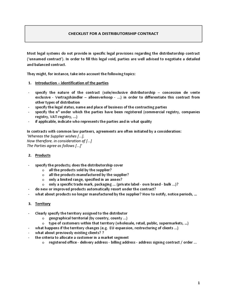 Distributor Checklist | PDF | Trademark | Intellectual Property