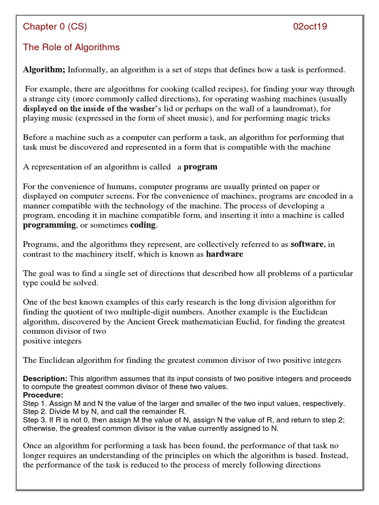 The Role of Algorithms in Computing History (CS | PDF | Algorithms ...