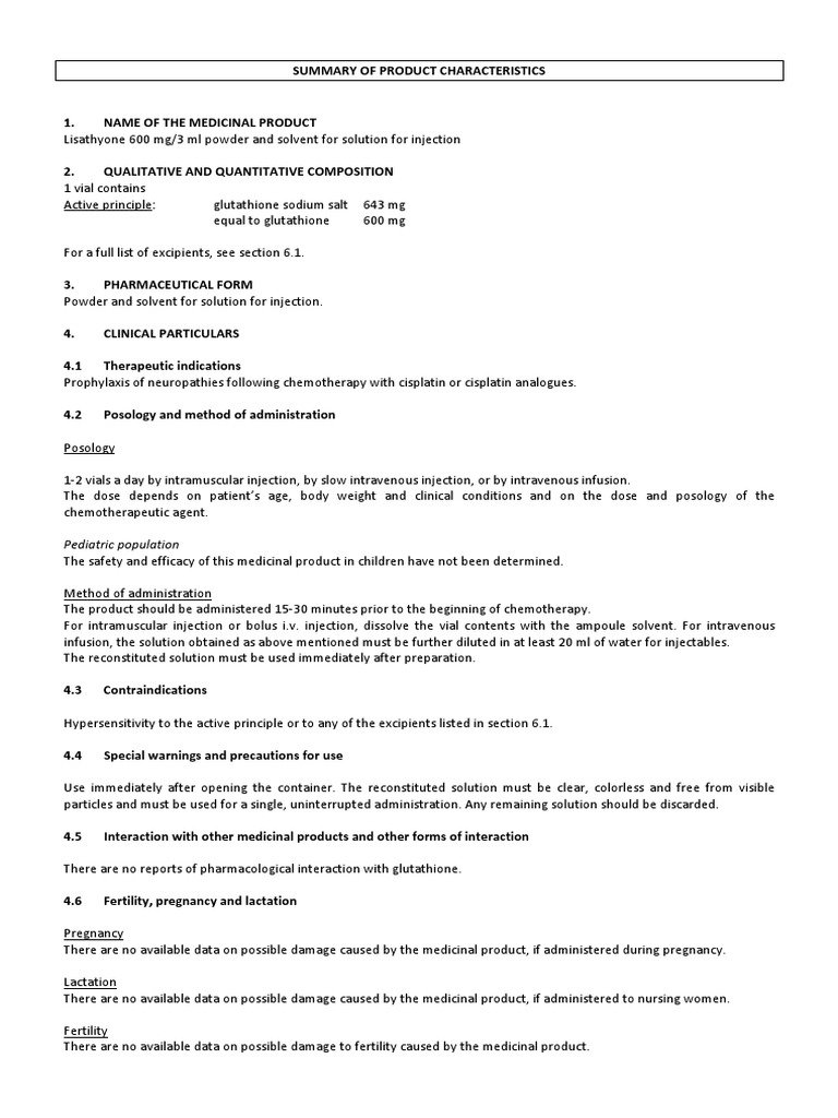 glutathione jp monograph Lisathyone 600 mg Injection Overview | PDF | Hydrogen peroxide self-sufficient and