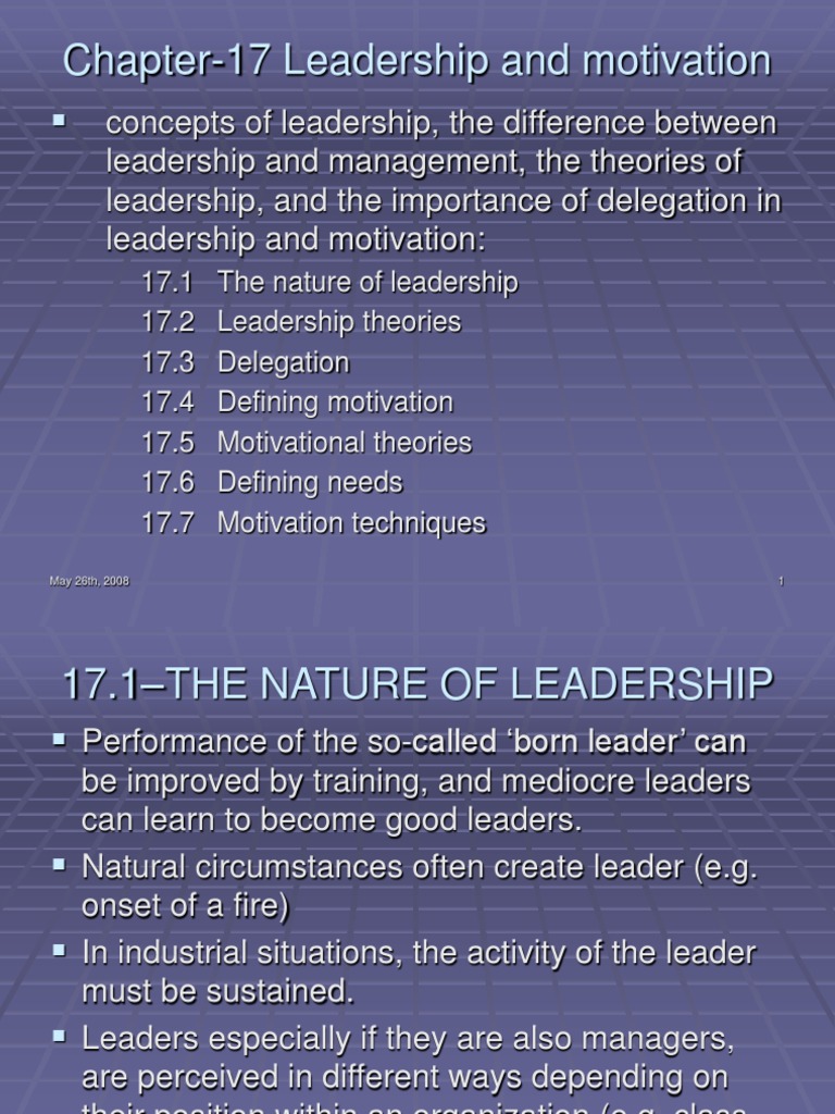 Chapter-17 Leadership and Motivation | PDF | Leadership | Motivation