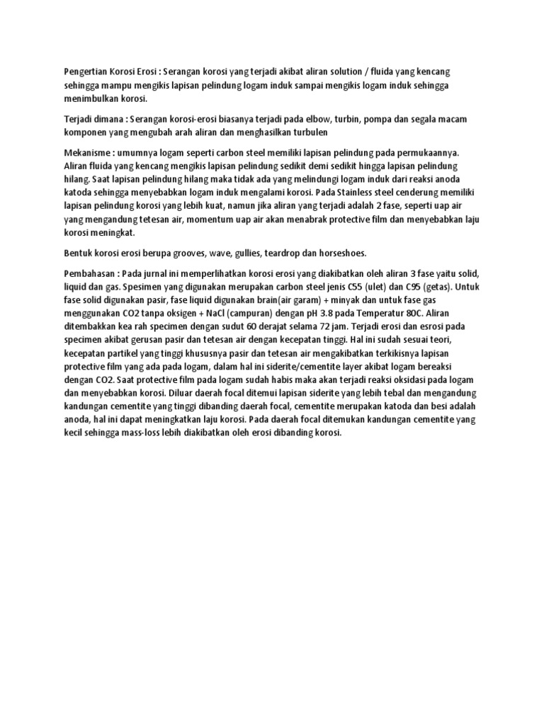 Pengertian Korosi Erosi dan Cavitation | PDF
