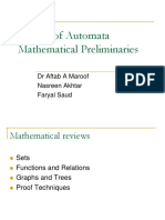 Theory of Automata Mathematical Preliminaries: DR Aftab A Maroof Nasreen Akhtar Faryal Saud